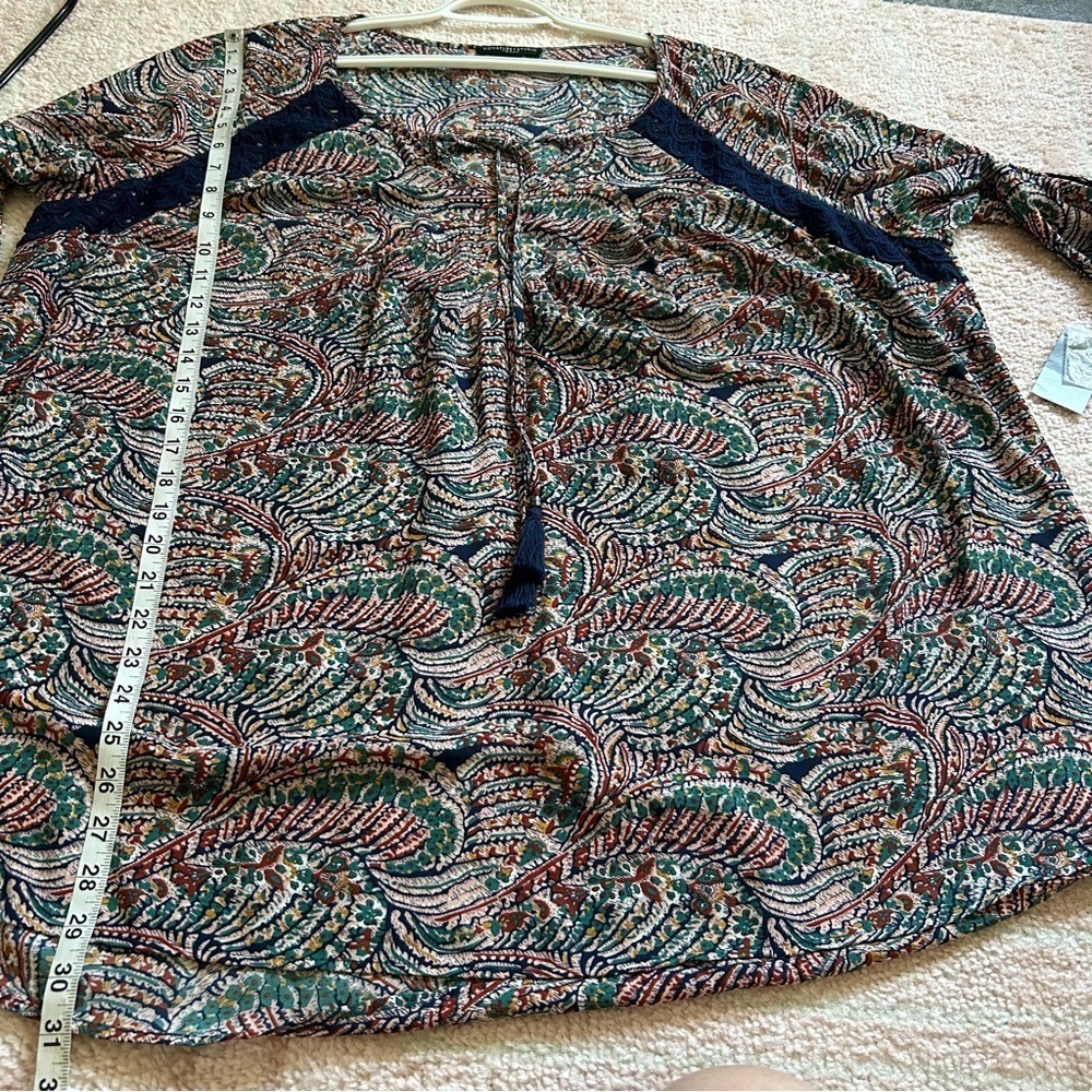 NWT Signature Studio Blouse Abstract Paisley Print Size 3X Boho Spring Office - Picture 8 of 10